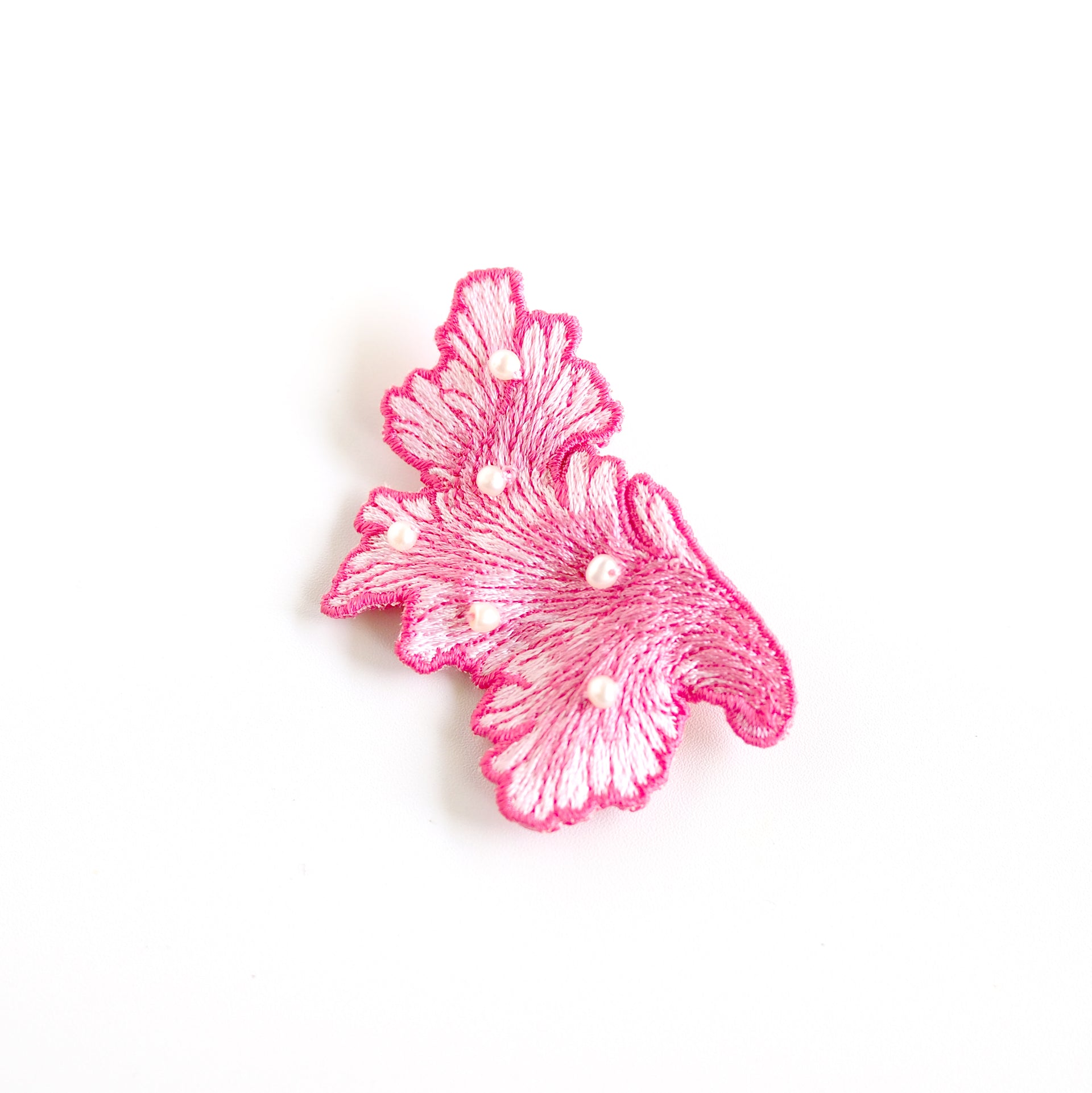 EMBROIDERY HAIRPIN / WAVY PEARL / PINK