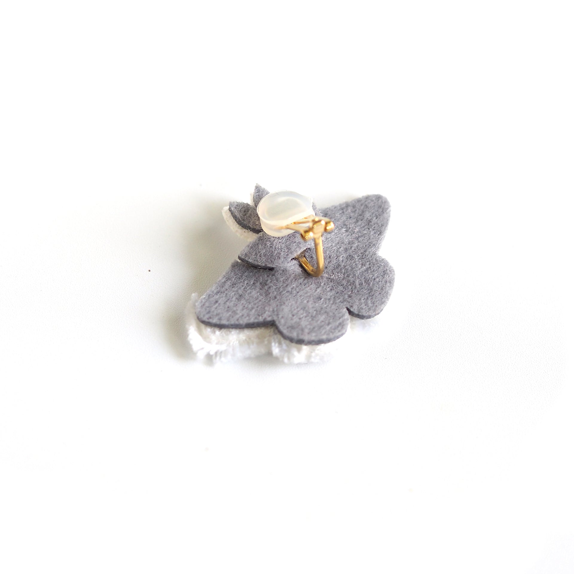 MOTH / EARRING EAR-CLIP / WHITE