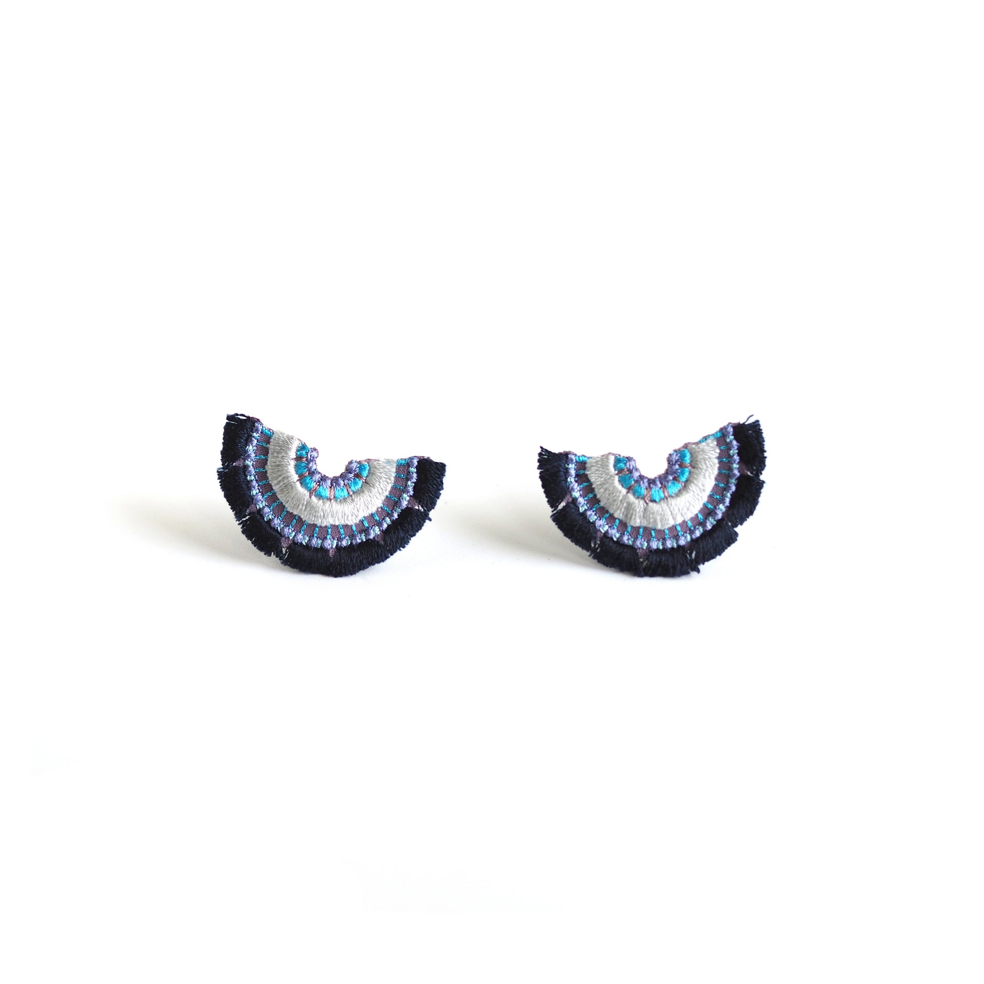BLOOM / EARRINGS EAR-CLIPS / NAVY