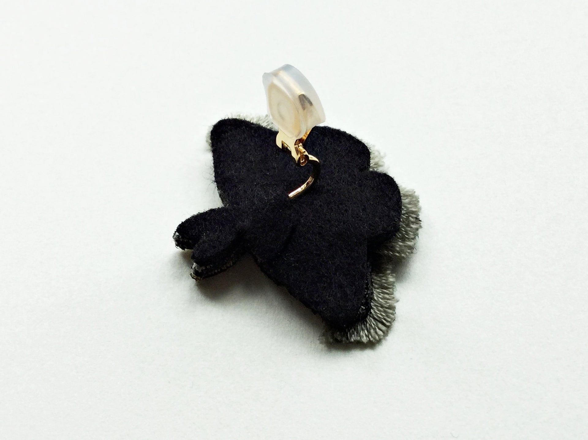 MOTH / EARRING EAR-CLIP / GRAY