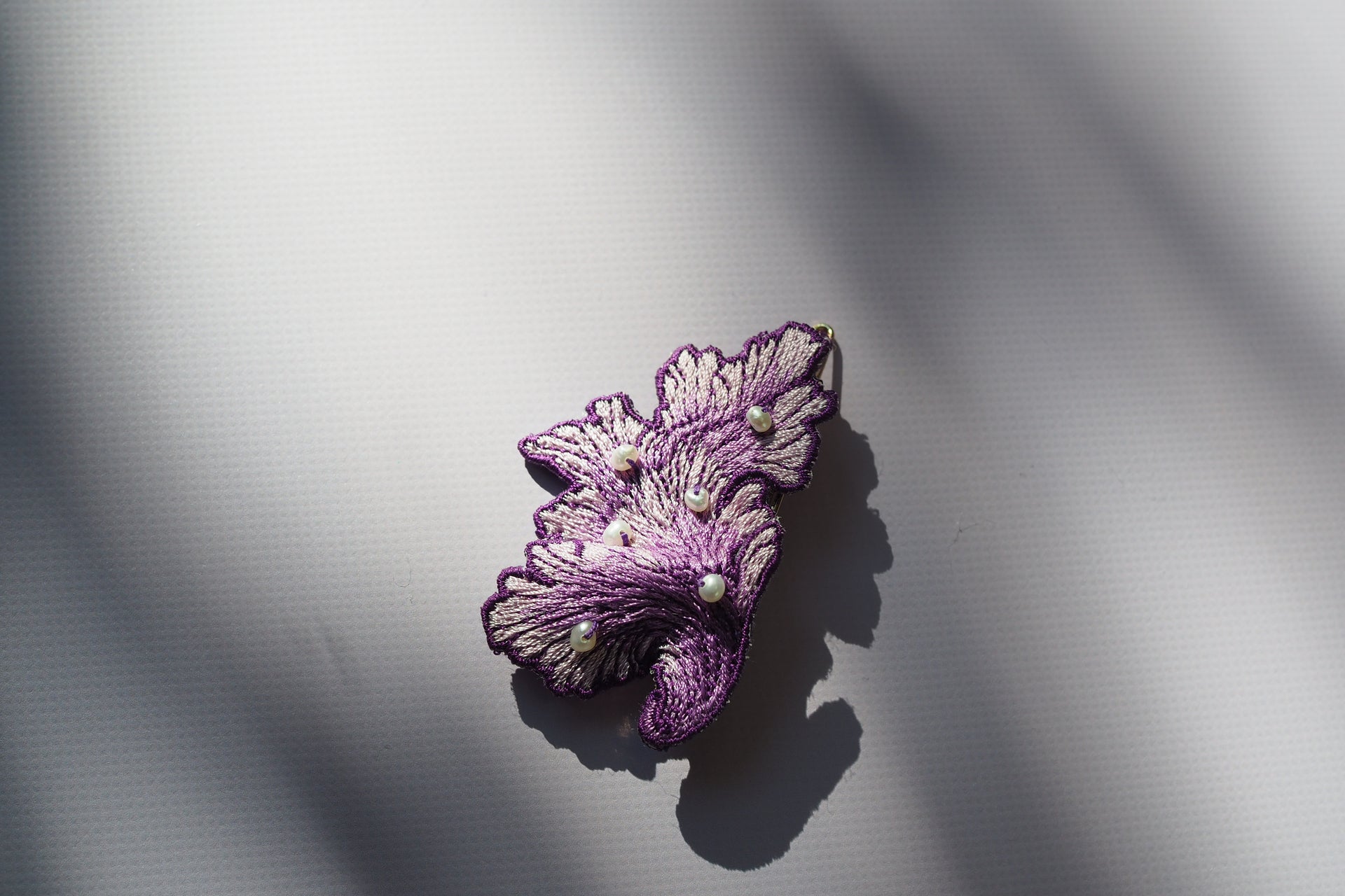 EMBROIDERY HAIRPIN / WAVY PEARL / PURPLE