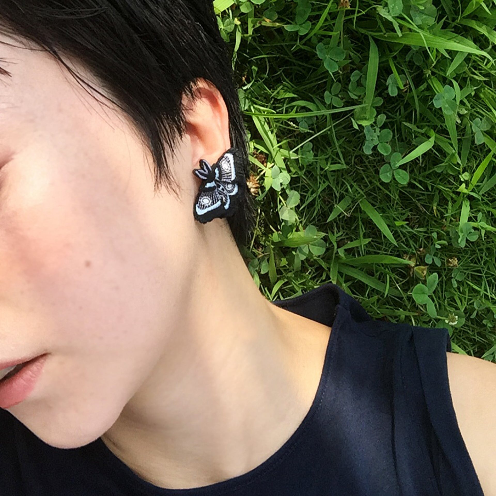 MOTH / EARRING EAR-CLIP / BLACK